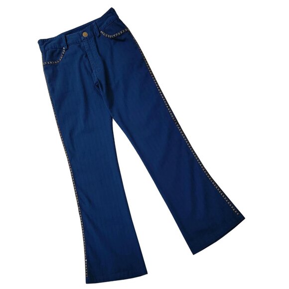 Blue Flare Embellished Men's Blue Pants - Picture 2 of 9